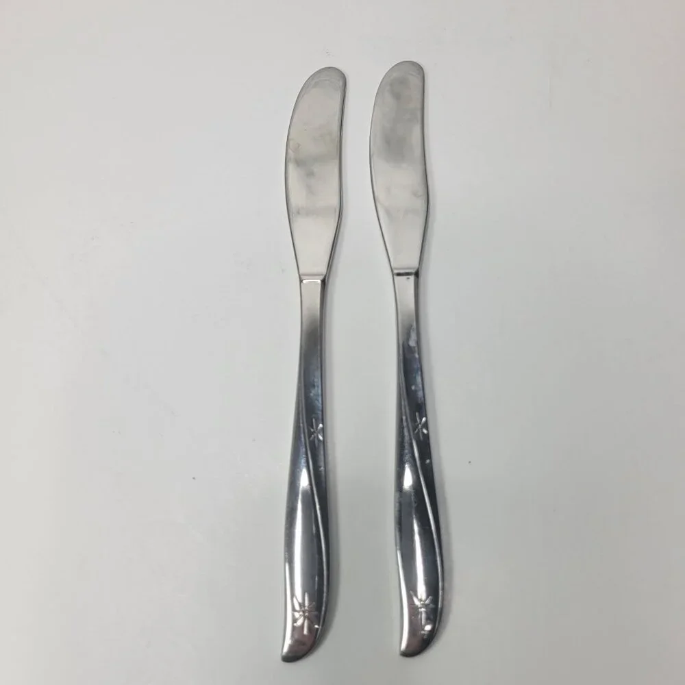 Oneida Community Stainless Flatware Twin Star Set of 2 Butter Spreaders